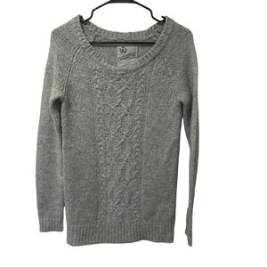 Campus Crew Gray Cable Knit Sweater Long Sleeve Womens Size Small